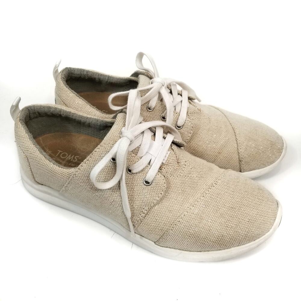 Toms Women's Canvas Sneakers in Light Beige with White Laces